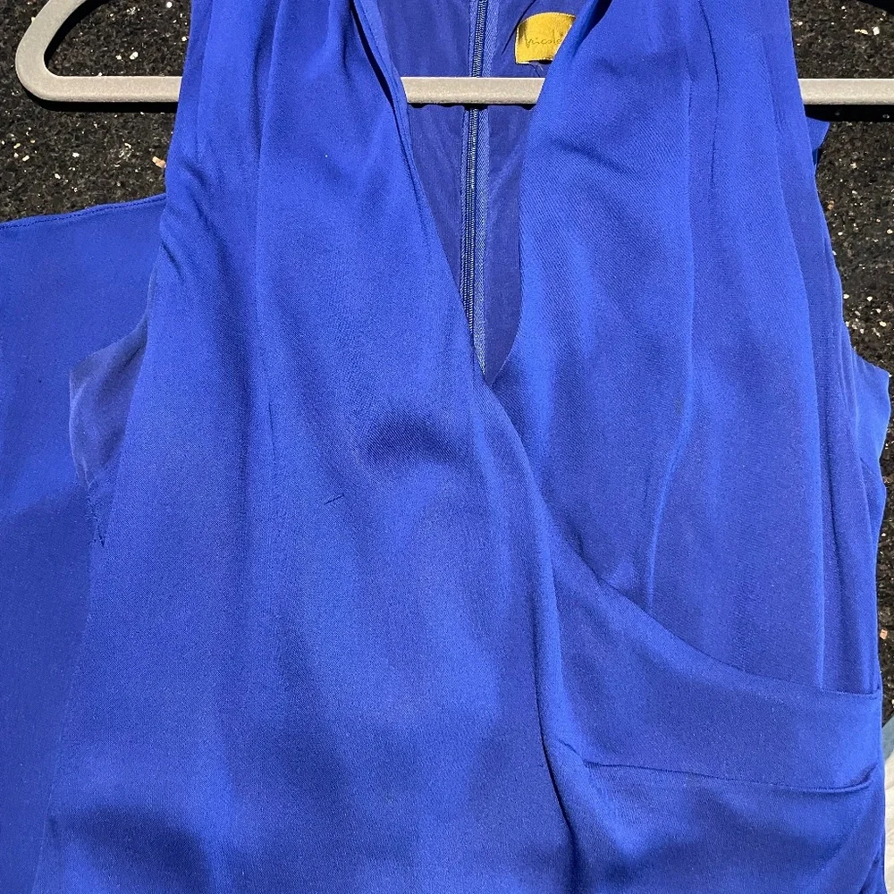 Nicole Miller NY Gold Label Collection RoyalCobalt Blue sleeveless faux-wrap sz6 - Picture 4 of 7